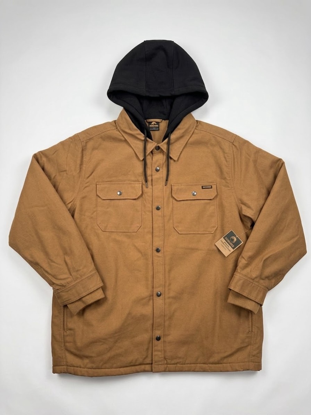 Brahma Brown Hooded Heavy Duty Canvas Shacket with Quilted Interior